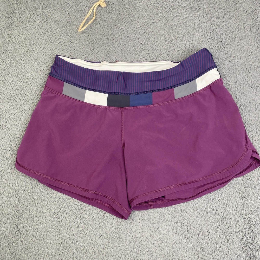 Lululemon Speed Shorts Womens Size 8 Purple Running Athletic Zip Pocket Liner